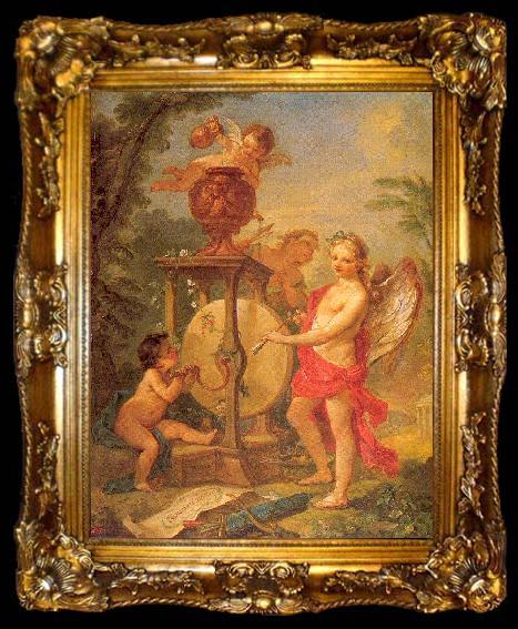 framed  Natoire, Charles Joseph Cupid Sharpening his Arrow, ta009-2